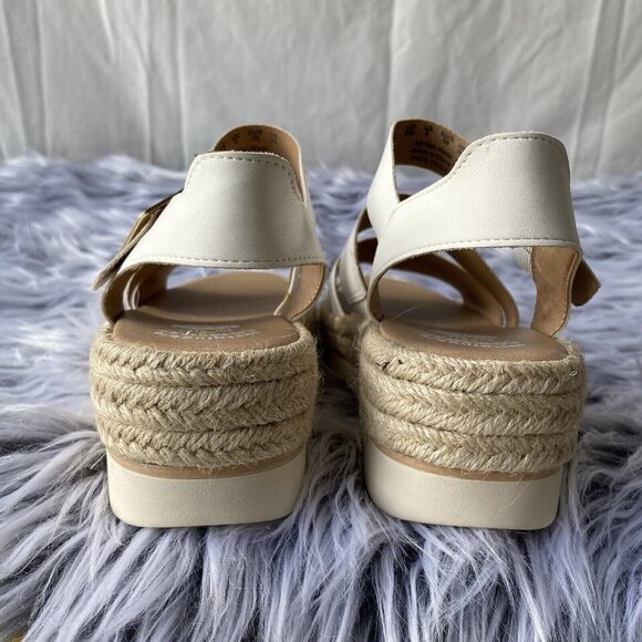 DrScholl's Once Twice Platform Strappy Sandals Women Sz 8M White Faux Leather - Picture 11 of 16